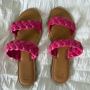 a new day hot pink, braided sandal slides size 9